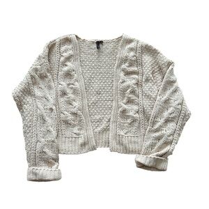 Moon & Madison Chunky Cable Knit Open Sweater Cardigan Women’s Large Cream Ivory